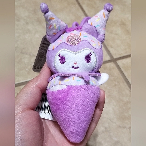 Sanrio Kuromi Ice Cream Cone Plush Keychain - Picture 1 of 3